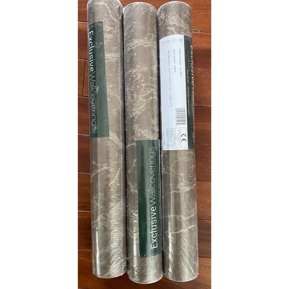 NEW 3 Rolls Exclusive Wallcoverings Wallpaper WL12003 Bronze Gold Marble 57 SqFt - Picture 3 of 5